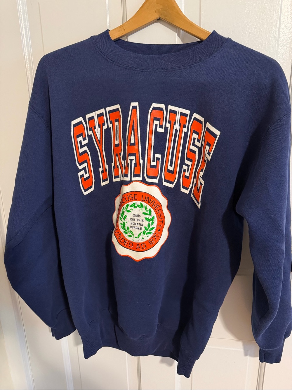Trau & Loevner Navy and Orange Syracuse University Crewneck